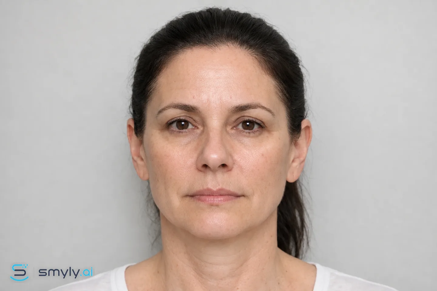After: Smyly simulation of cheek filler on the same face