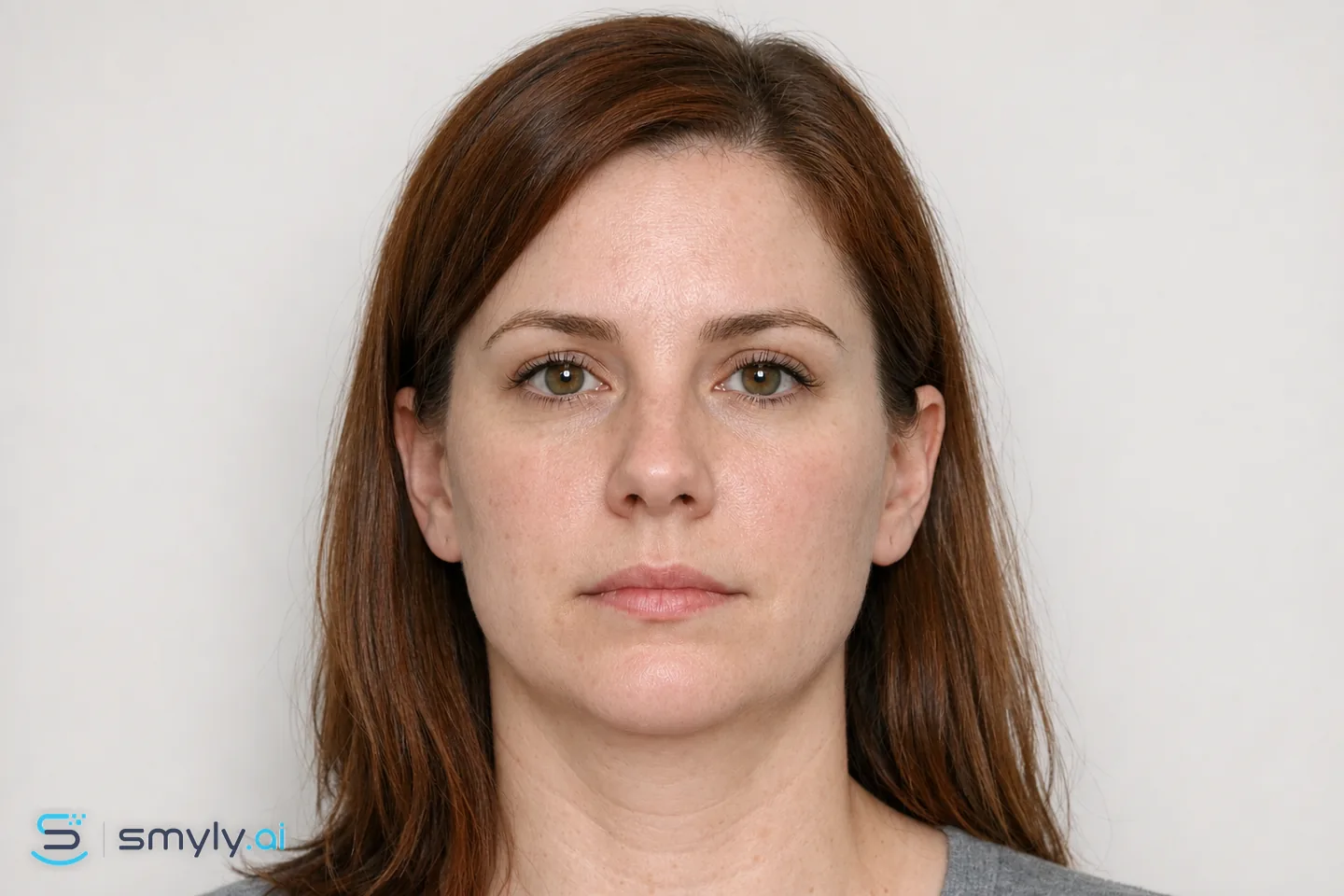 After: Smyly simulation of chin filler on the same face
