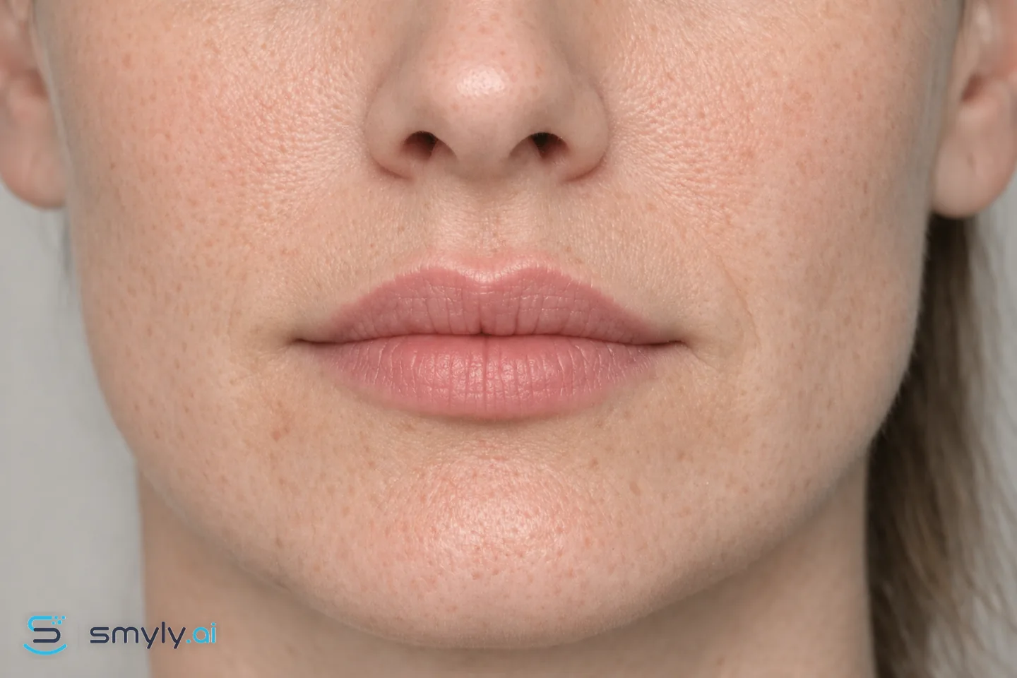 After: Smyly simulation of lip filler on the same face