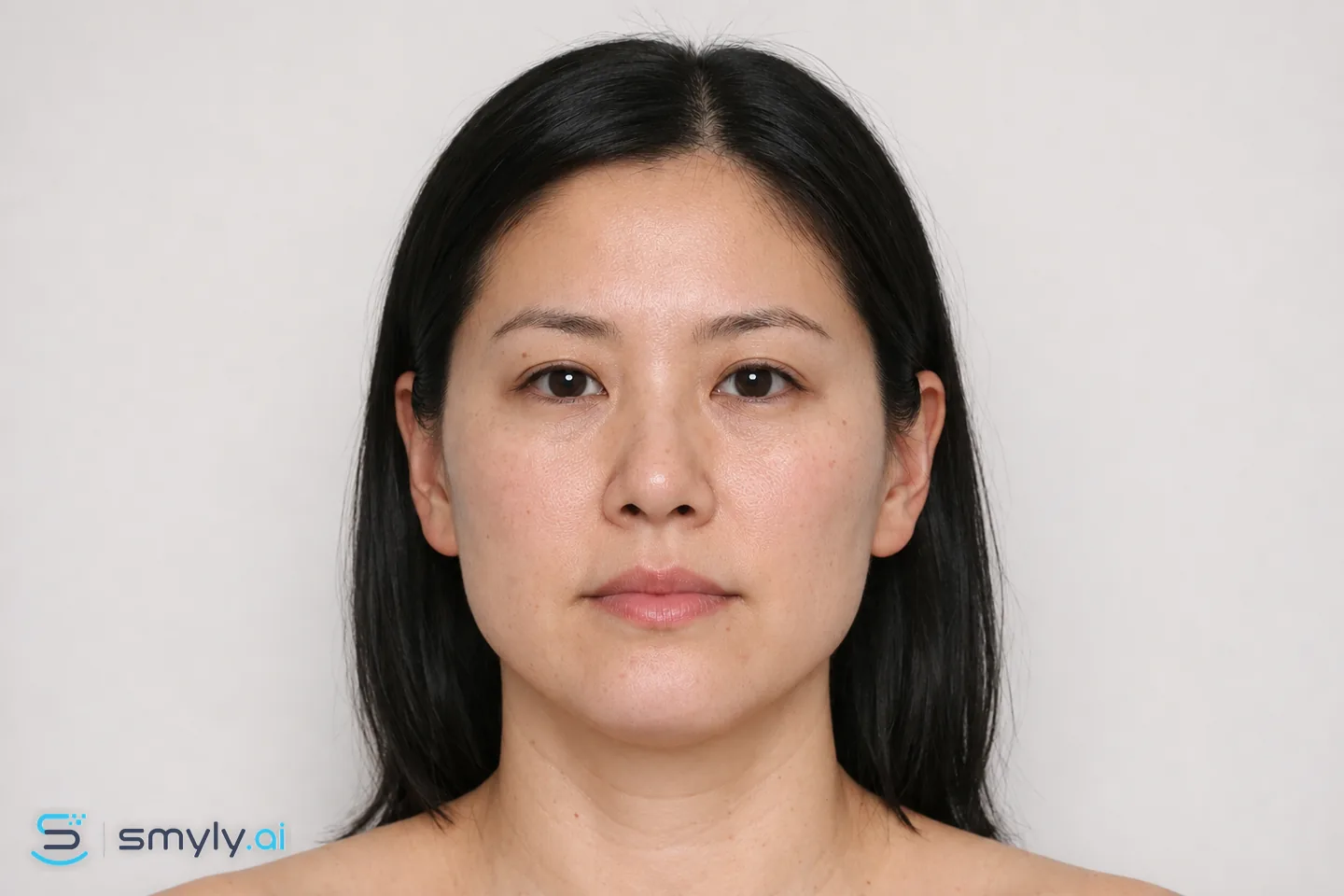 After: Smyly simulation of facial slimming (masseter) on the same face