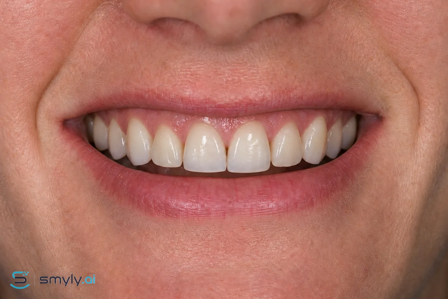 After: Smyly simulation of porcelain veneers on the same smile